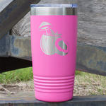 Coconut and Leaves 20 oz Stainless Steel Tumbler - Pink - Single Sided