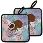 Coconut and Leaves Pot Holders - Set of 2 w/ Name or Text