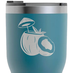 Coconut and Leaves RTIC Tumbler - Dark Teal - Laser Engraved - Single-Sided