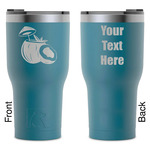 Coconut and Leaves RTIC Tumbler - Dark Teal - Laser Engraved - Double-Sided (Personalized)