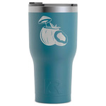 Coconut and Leaves RTIC Tumbler - Dark Teal - Laser Engraved - Single-Sided