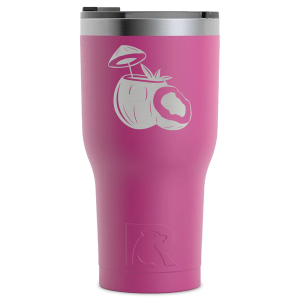 Custom Coconut and Leaves RTIC Tumbler - Magenta - Laser Engraved - Single-Sided