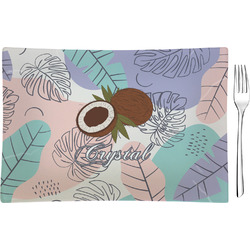 Coconut and Leaves Rectangular Glass Appetizer / Dessert Plate - Single or Set (Personalized)