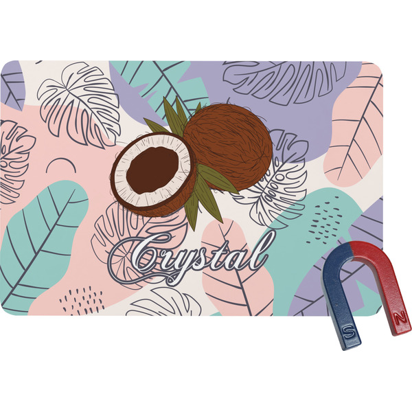 Custom Coconut and Leaves Rectangular Fridge Magnet w/ Name or Text