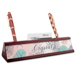 Coconut and Leaves Red Mahogany Nameplate with Business Card Holder (Personalized)