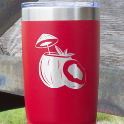 Coconut and Leaves 20 oz Stainless Steel Tumbler - Red - Double Sided (Personalized)