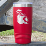 Coconut and Leaves 20 oz Stainless Steel Tumbler - Red - Single Sided