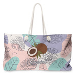 Coconut and Leaves Large Tote Bag with Rope Handles (Personalized)