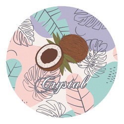 Coconut and Leaves Round Decal - XLarge (Personalized)