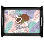 Coconut and Leaves Black Wooden Tray - Large w/ Name or Text