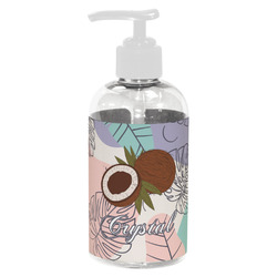 Coconut and Leaves Plastic Soap / Lotion Dispenser (8 oz - Small - White) (Personalized)