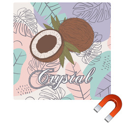 Coconut and Leaves Square Car Magnet - 6" w/ Name or Text