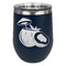 Coconut and Leaves Stainless Wine Tumblers - Navy - Double Sided - Front