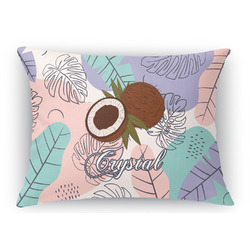 Coconut and Leaves Rectangular Throw Pillow Case - 12"x18" w/ Name or Text