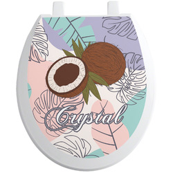 Coconut and Leaves Toilet Seat Decal - Round (Personalized)