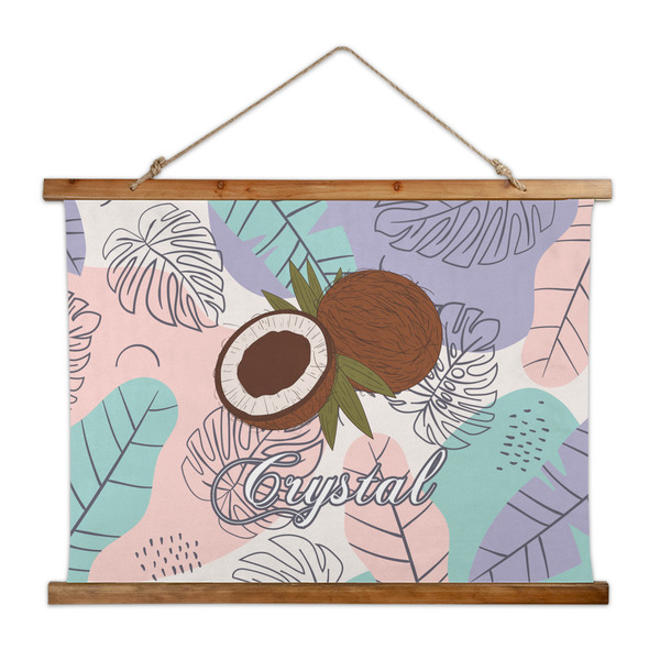 Custom Coconut and Leaves Wall Hanging Tapestry - Wide (Personalized)