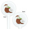 Coconut and Leaves White Plastic 5.5" Stir Stick - Double Sided - Round - Front & Back