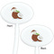 Coconut and Leaves White Plastic 7" Stir Stick - Double Sided - Oval - Front & Back