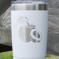Coconut and Leaves 20 oz Stainless Steel Tumbler - White - Double Sided (Personalized)