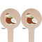 Coconut and Leaves Wooden 4" Food Pick - Round - Double Sided - Front & Back