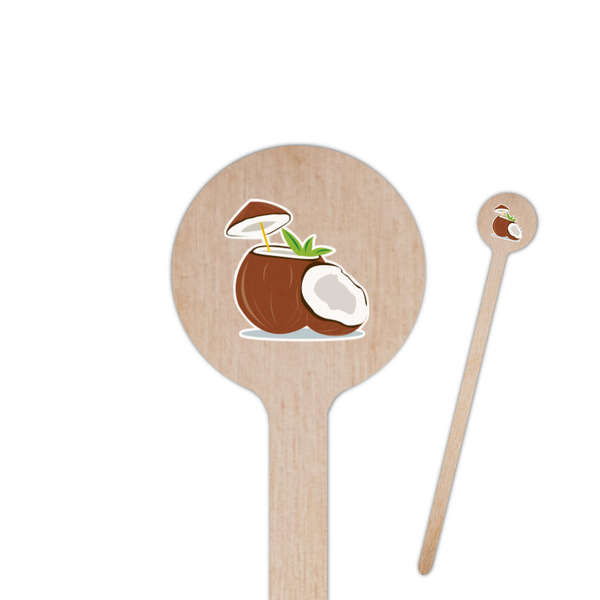 Custom Coconut and Leaves 7.5" Round Wooden Stir Sticks - Single Sided