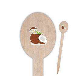 Coconut and Leaves Oval Wooden Food Picks - Double Sided