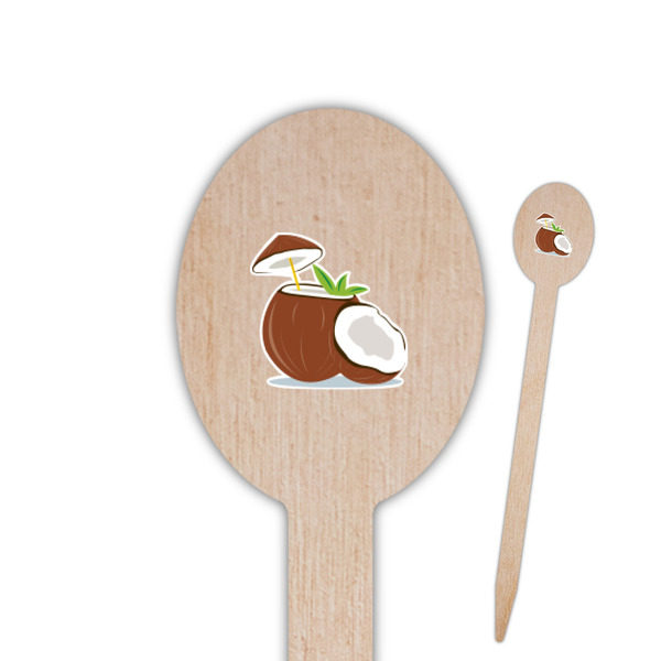 Custom Coconut and Leaves Oval Wooden Food Picks