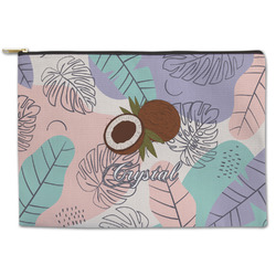 Coconut and Leaves Zipper Pouch - Large - 12.5"x8.5" w/ Name or Text