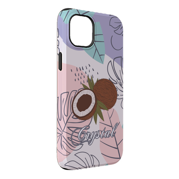 Custom Coconut and Leaves iPhone Case - Rubber Lined - iPhone 14 Pro Max (Personalized)