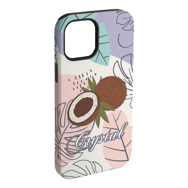 Custom Coconut and Leaves iPhone Case - Rubber Lined - iPhone 15 Plus (Personalized)