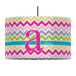 Colorful Chevron 12" Drum Pendant Lamp - Fabric (Personalized)