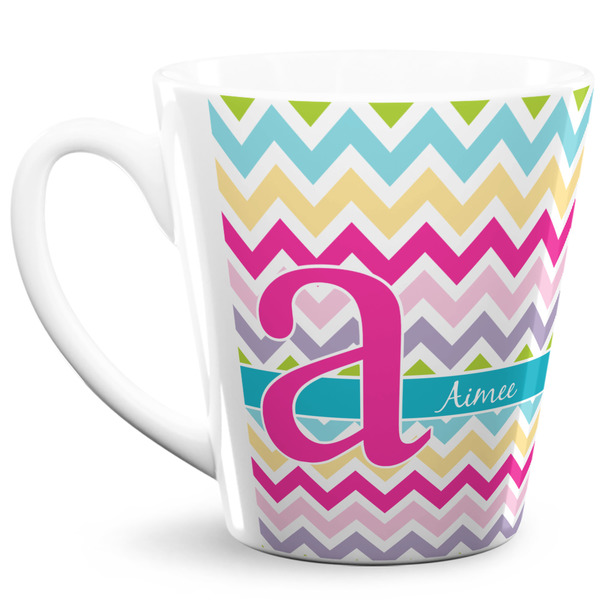 Custom Colorful Chevron 12 Oz Latte Mug (Personalized)