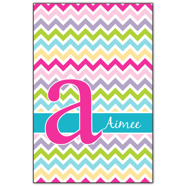 Custom Colorful Chevron Wood Print - 20x30 (Personalized)