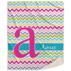 Colorful Chevron Sherpa Throw Blanket (Personalized)