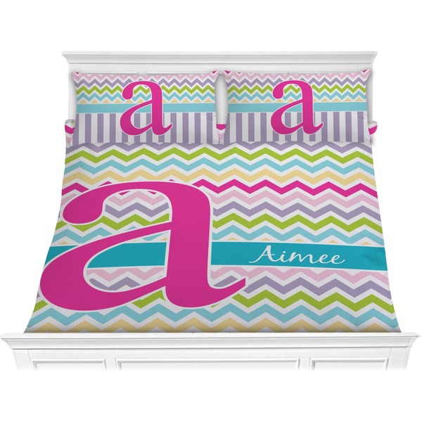 Custom Colorful Chevron Comforter Set - King (Personalized)