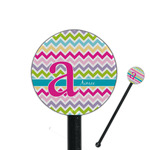 Colorful Chevron 5.5" Round Plastic Stir Sticks - Black - Double Sided (Personalized)