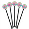 Colorful Chevron Black Plastic 5.5" Stir Stick - Round - Fan View