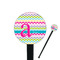 Colorful Chevron Black Plastic 7" Stir Stick - Round - Closeup