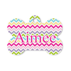 Colorful Chevron Bone Shaped Dog ID Tag - Small (Personalized)