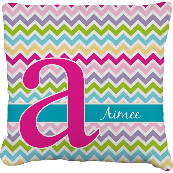 Custom Colorful Chevron Faux-Linen Throw Pillow 26" (Personalized)