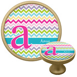 Colorful Chevron Cabinet Knob - Gold (Personalized)