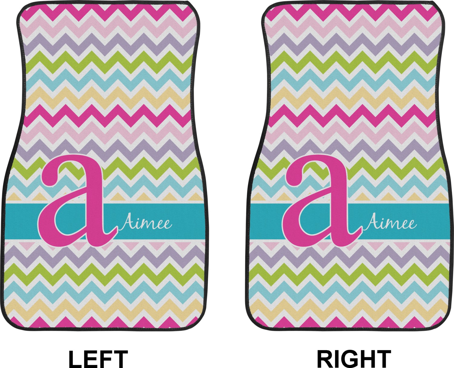 Colorful Chevron Car Floor Mats Front Seat Personalized