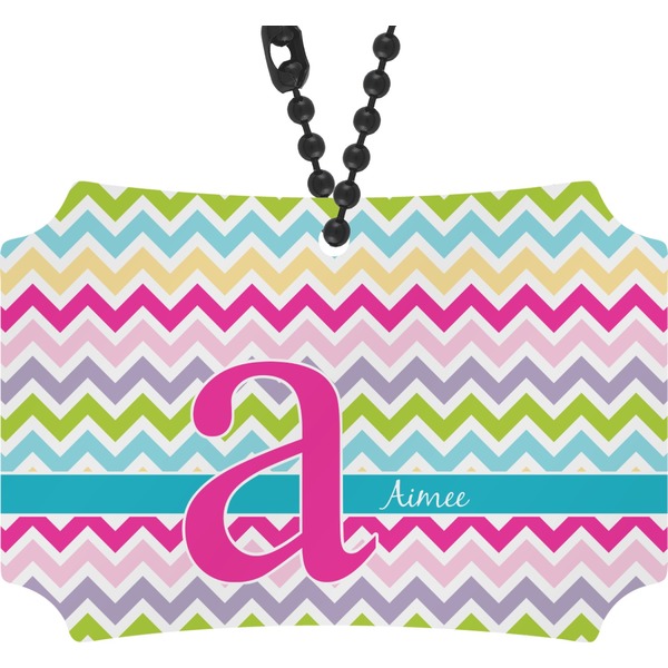 Custom Colorful Chevron Rear View Mirror Ornament (Personalized)