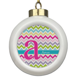 Colorful Chevron Ceramic Ball Ornament (Personalized)