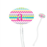 Colorful Chevron 7" Oval Plastic Stir Sticks - Clear (Personalized)