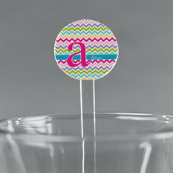 Colorful Chevron 7" Round Plastic Stir Sticks - Clear (Personalized)