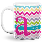 Colorful Chevron 11 Oz Coffee Mug - White (Personalized)