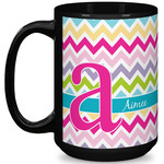 Colorful Chevron 15 Oz Coffee Mug - Black (Personalized)