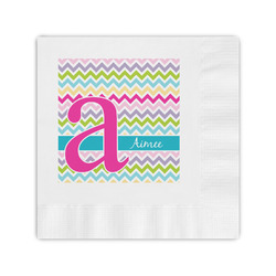 Colorful Chevron Coined Cocktail Napkins (Personalized)