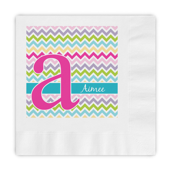 Custom Colorful Chevron Embossed Decorative Napkins (Personalized)